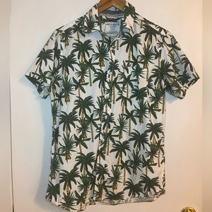 Palm Tree Print Short Sleeve Button Down
